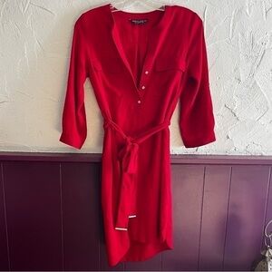 DOROTHY Perkins Red Belted Dress Size 4